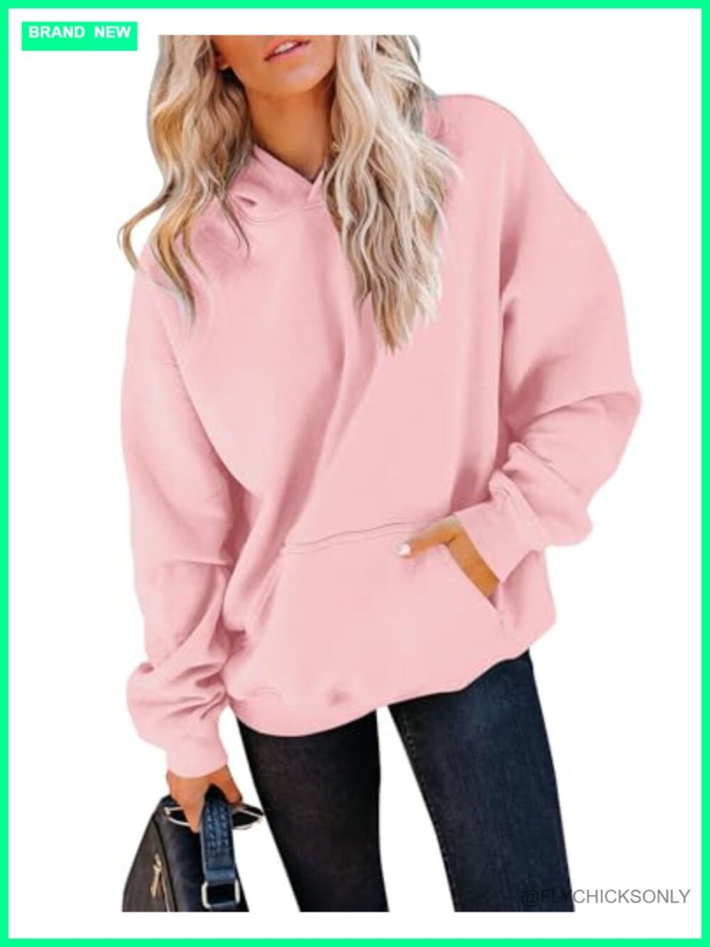 Fleece Pullover Hoodie with Kangaroo Pocket Oversized Loose Fit